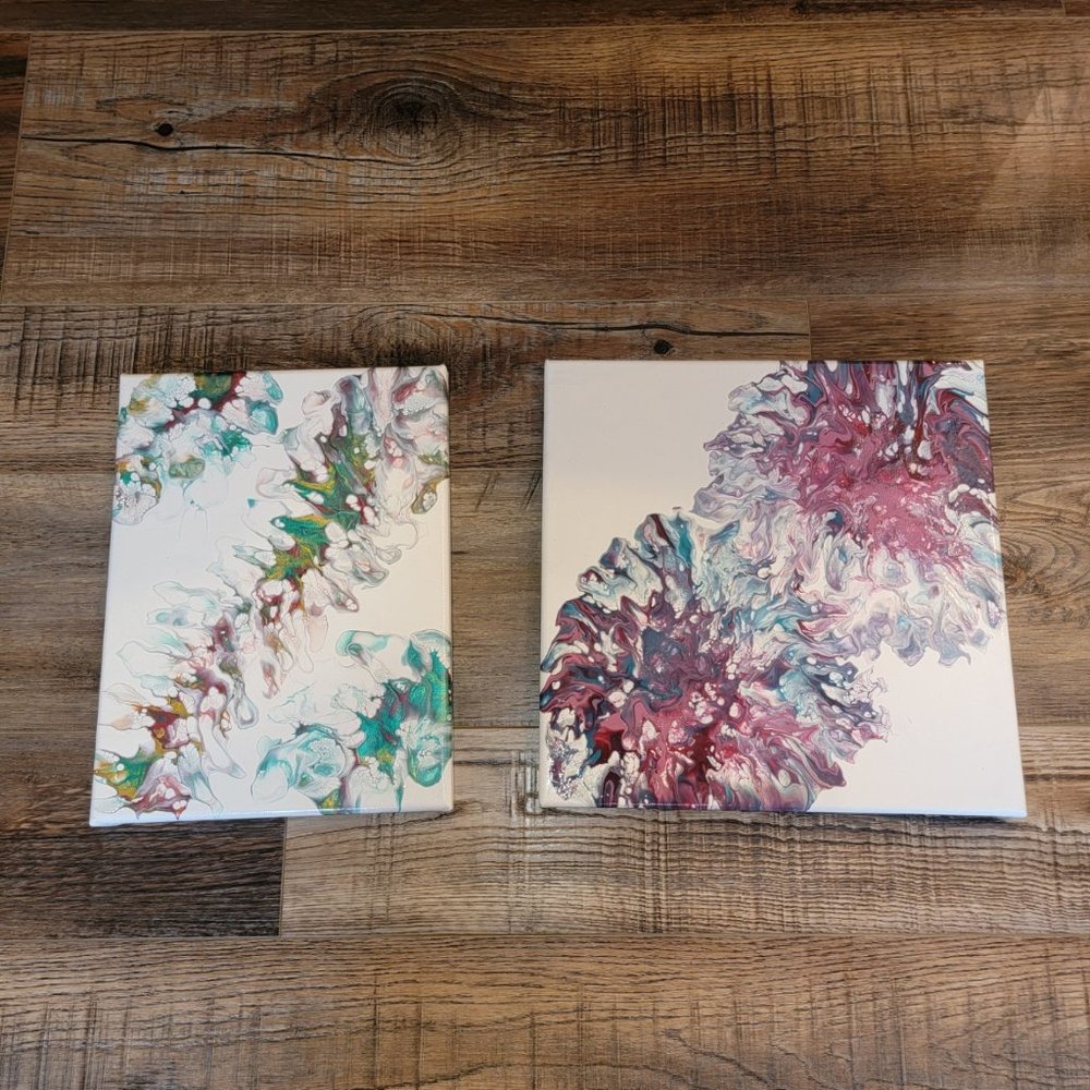 Set of 2 Coordinating Pour Paintings